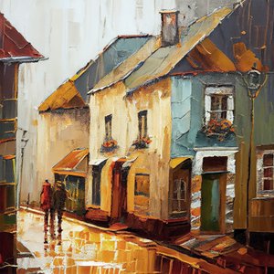 A Country Village Street by F. Abderrahim