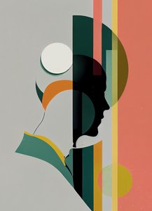 Abstract minimalist man portrait, beautiful colors by F. Abderrahim