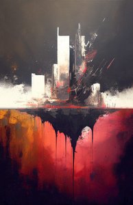Abstract Red Painting, Thick Brush Strokes