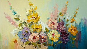 Antique Flowers in Vase, Abstract Floral by F. Abderrahim