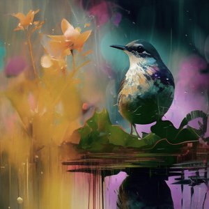 Beautiful Bird Painting, Claude Monet Style