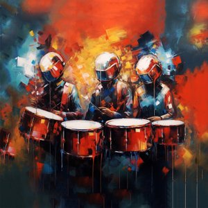 Group of musicians drummers playing drums, rock music by F. Abderrahim