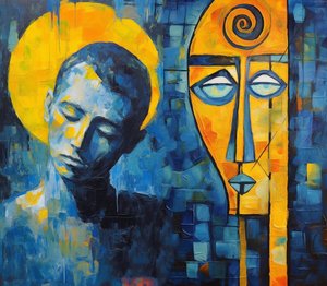 Modern Abstract Sad Face Painting, Cheap Poster Prints Online