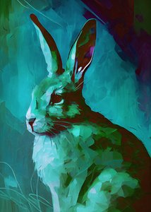 Rabbit Painting with Bright Background, Inspired by van Gogh