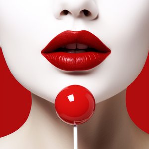 Woman Enjoying a Lollipop, Gleaming White Teeth, Fine Art Prints Online