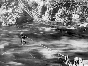 Rope Bridge, Jhelum Valley, Kashmir, India, c1900 by F. Bremner