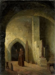 A Monk with a Glass in a Cellar