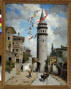 View of the Galata Tower in Constantinople
