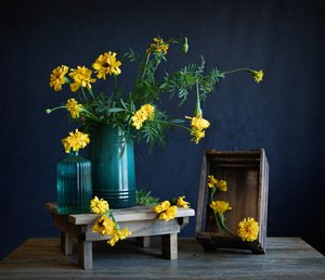 Vibrant Marigolds Still Life by Fangping Zhou