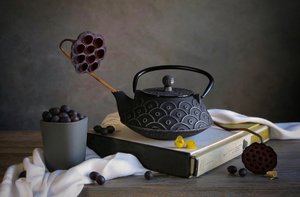 Zen Teapot and Berries by Fangping Zhou
