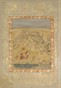Jahangir Watching an Elephant Fight, ca. 1605 by Farrukh Chela