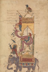 The Elephant Clock, Folio from a Book of the Knowledge of Ingenious Mechanical by Farrukh ibn Abd al Latif