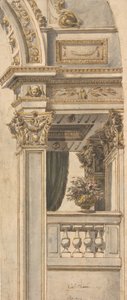 Design for Part of a Wall Elevation with a Balcony flanking an Arch by Faustino Trebbi
