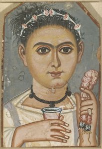 Boy with a Floral Garland in His Hair by Fayum mummy portraits