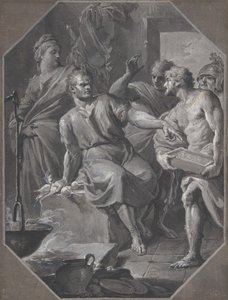 Manius Curius Dentatus Refusing the Presents of the Samnite Ambassadors by Fedele Fischetti