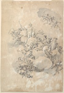 Study for an Oval Ceiling Design, Apollo, Strength, and Love