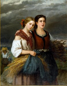 The Return from the Fields by Federica Giuliano Gervasoni (1838-1915) 1863 by Federica Giuseppina Gervasoni Giuliano
