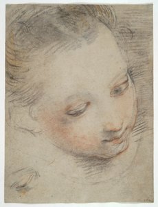 Head of a Girl, Study for a Figure in the Madonna del Popolo Altarpiece in the Uffizi