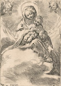 The Virgin seated on a cloud