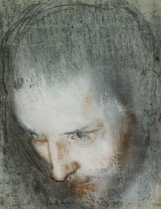 Head of Saint Francis Looking Upwards to the Left by Federico Fiori Barocci or Baroccio