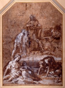 Religious allegory, the gathering of the Manna and the Institution of the Eucharist by Federico Fiori Barocci or Baroccio