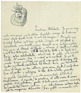 Autograph Letter to Melchor Fernandez Alamgro, Granada by Federico Garcia Lorca