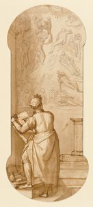 Taddeo in the Sistine Chapel Drawing Michelangelo