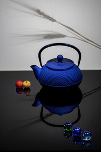 Elegant Blue Teapot Still Life by Felice Angelino