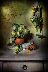 Rustic Artichoke Still Life by Felice Angelino