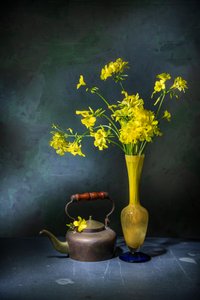 Vintage Teapot Yellow Flowers