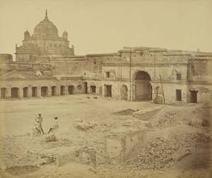 Lesser Court of the Residency Occupied by Cavalry by Felice Beato