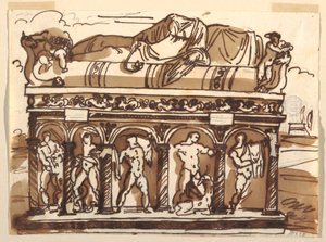 A Roman Sarcophagus in the Vatican Museum, ca. 1820 by Felice Giani