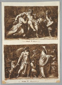 Sheet from a Sketchbook: The Triumph of Silenus; Sacrifice to Bacchus, 1800–1810 by Felice Giani