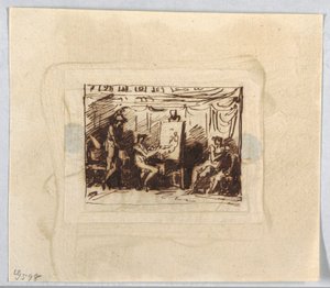 Figural Scene with Artist Drawing Female Figure While Man Watches from Behind by Felice Giani
