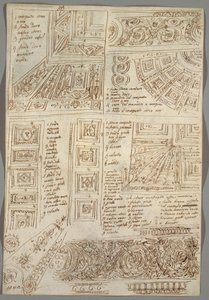 Four Decorative Studies of Ceilings; Verso: Anatomical Studies by Felice Giani