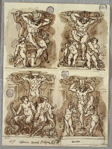Four Herms, Studies after the Carracci by Felice Giani