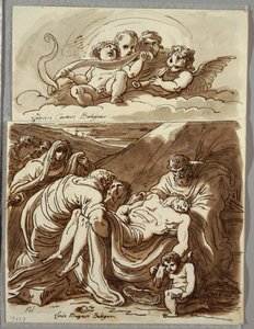Four Putti Making Music, Study after Lodovico Carracci; Christ, Study after Massari by Felice Giani
