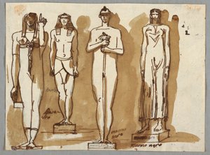 Four Statues in Egyptian Style by Felice Giani