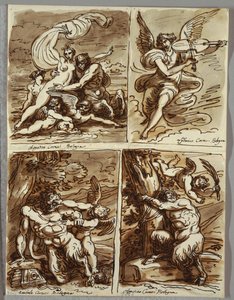 Glauco and Scylla, Study after Agostino Carracci
