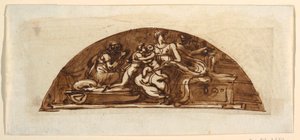 Lunette of Holy Family with St. Elizabeth and St. Joseph by Felice Giani
