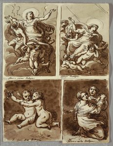 Lunette with St. Peter and St. Paul with St. Matthew and the Prophet Isaiah (Study after Sebastiano del Piombo)