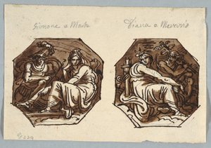 Mars and Juno; Mercury and Diana set in Diagonal Composition by Felice Giani
