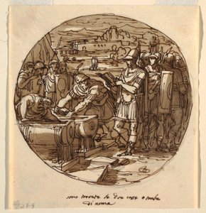 Retrieval of Books from the Tomb of Numa, Sala di Numa Pompilius, Palazzo Milzetti, Faenza by Felice Giani