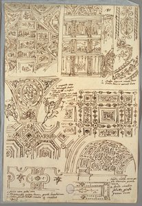 Seven Studies of Quadrilateral Ceilings; (detail) Two Anatomical Studies of Arms