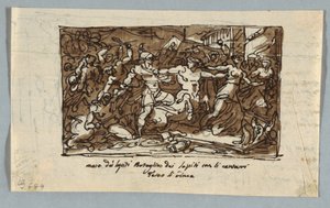 Sketchbook Page: Battle of the Centaurs and Lapiths by Felice Giani