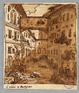 Sketchbook Page: Study of Reno, Bologna; Verso: Architectural Details