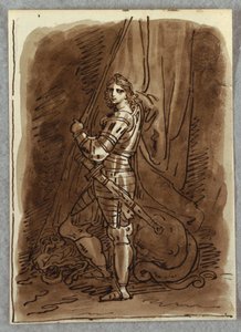 St. George, (Detail) from a Polyptych with Virgin Enthroned, Study after Dosso Dossi by Felice Giani