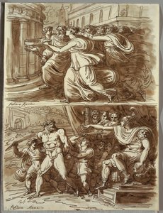 The Vestal Tuccia Carries Water in Sieve; Two Studies after Polidoro da Caravaggio by Felice Giani