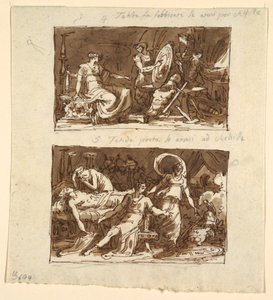 Thetis in the Workshop of Hephaestus; Thetis Showing the Armor to Achilles: Two Designs for Ceiling Panels in the Galeria d