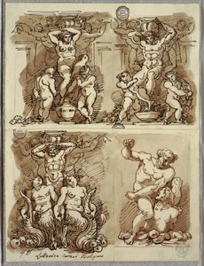 Three Herms, Studies after Carracci